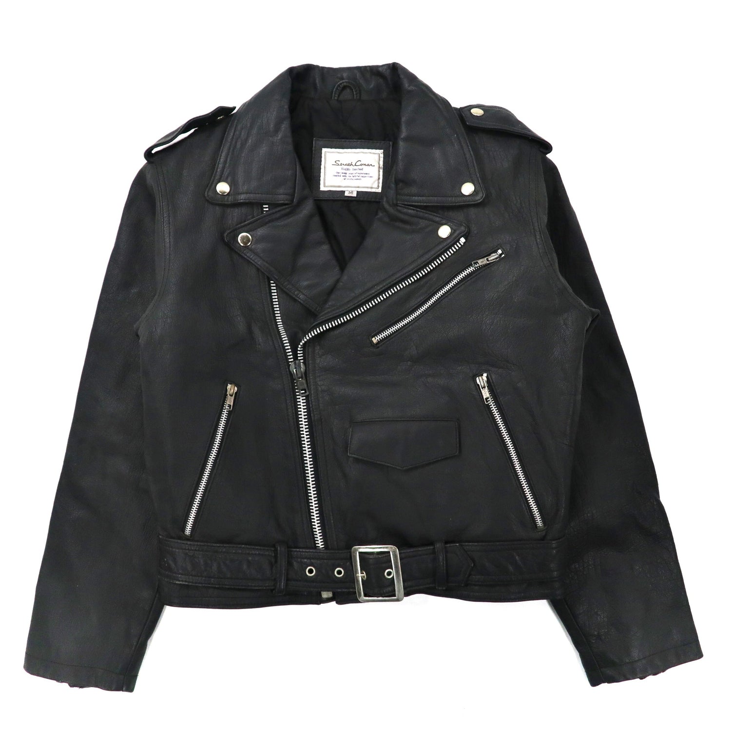 COWHIDE LEATHER W RIDERS JACKET Double Riders Jacket M