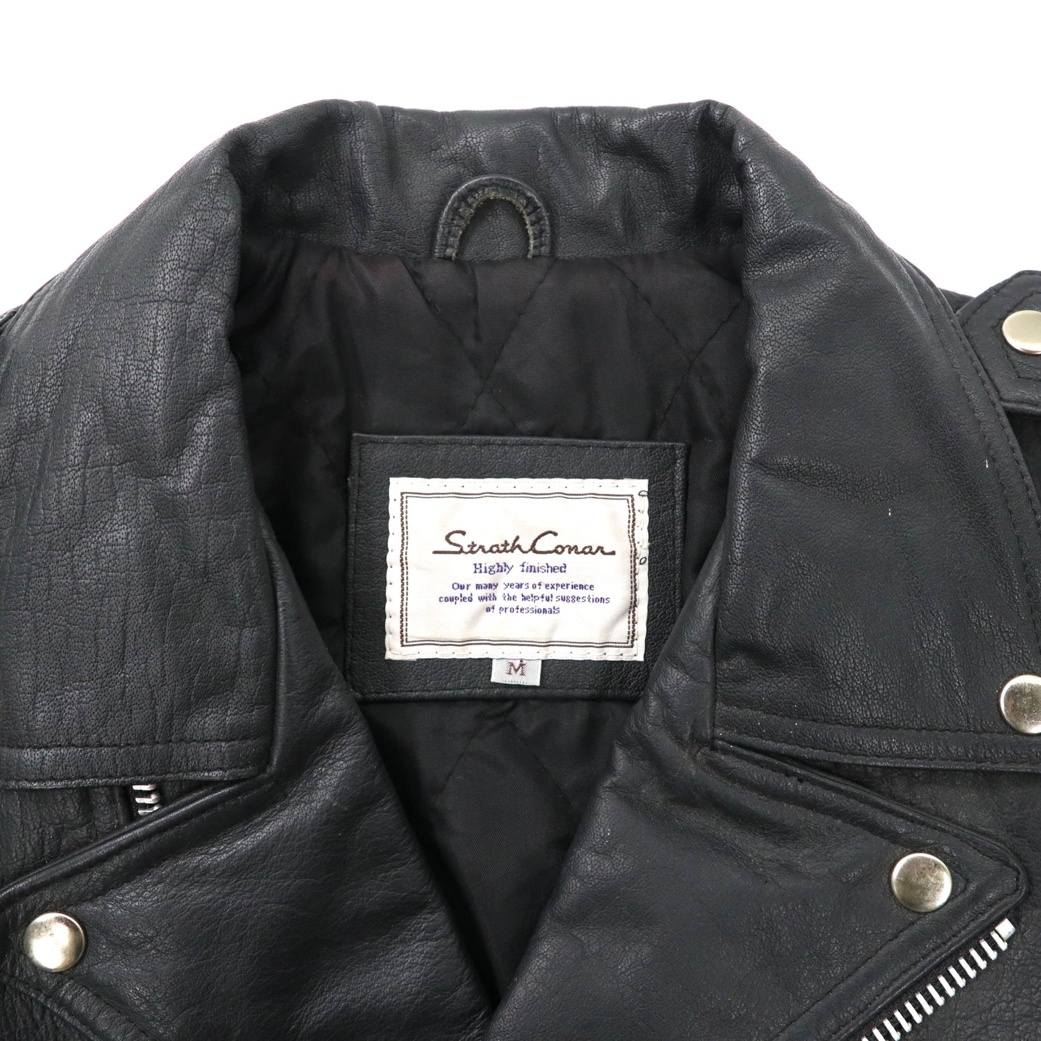 COWHIDE LEATHER W RIDERS JACKET Double Riders Jacket M Black Cow Leather  Cowhide Quilting Liner Strad