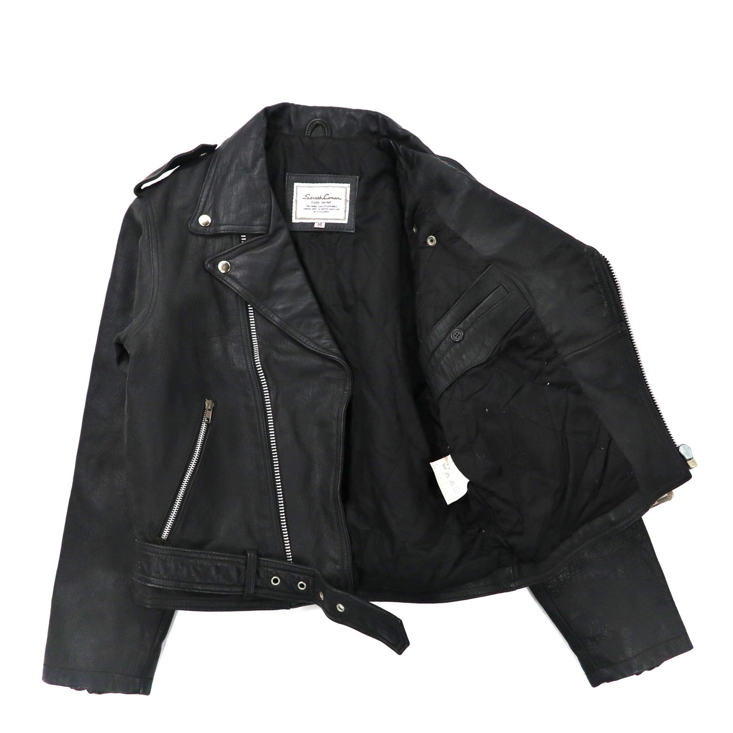 COWHIDE LEATHER W RIDERS JACKET Double Riders Jacket M