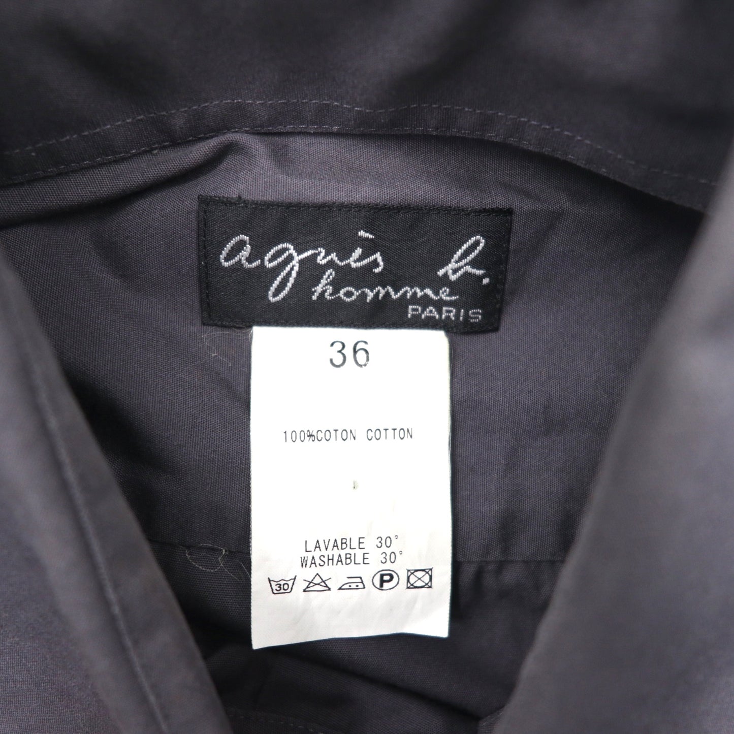 agnes b. homme シャツ 36 グレー 日本製 飾りボタン