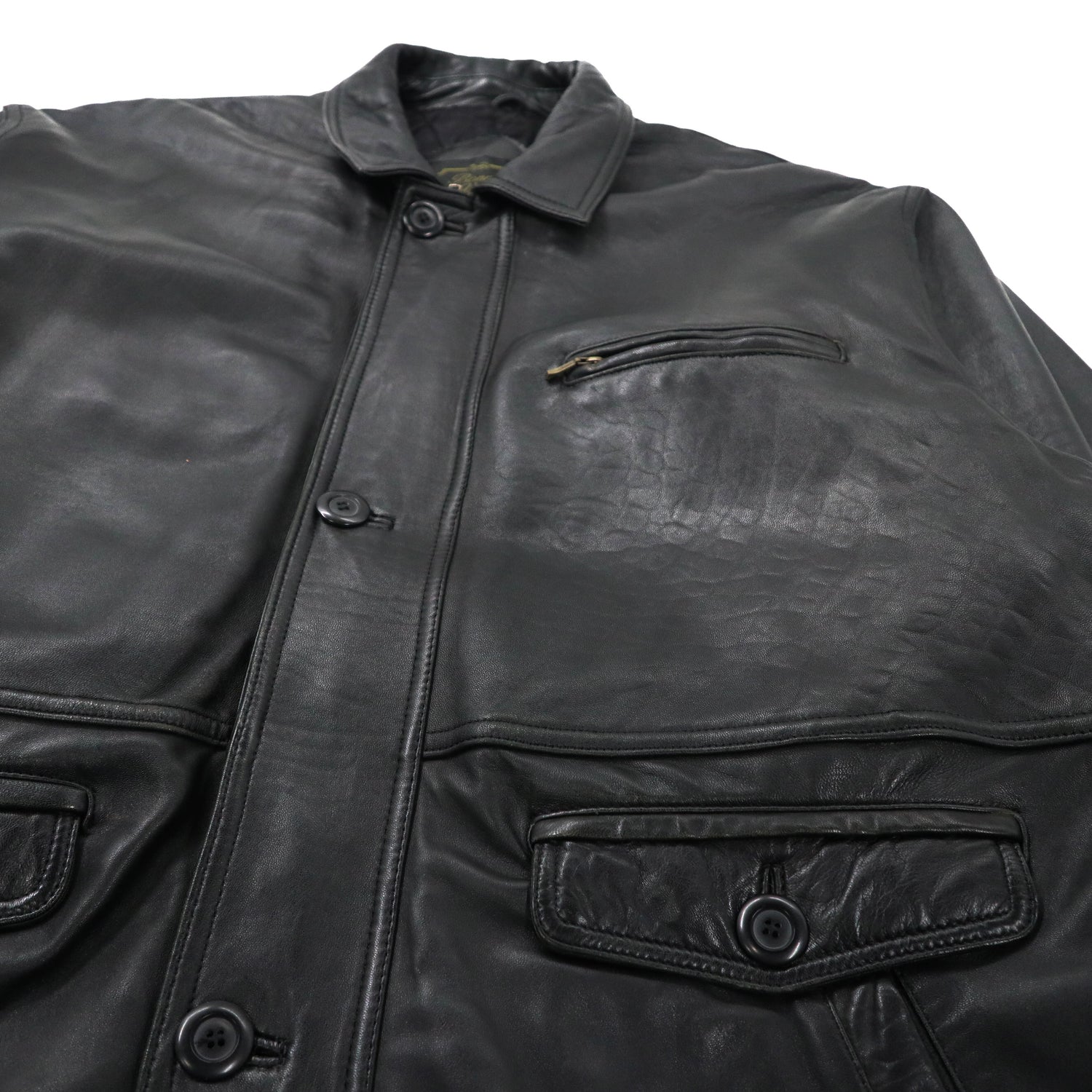 BONNEZ VOUS Leather Car Coat LL Black Lamb Leather Quilting Liner 