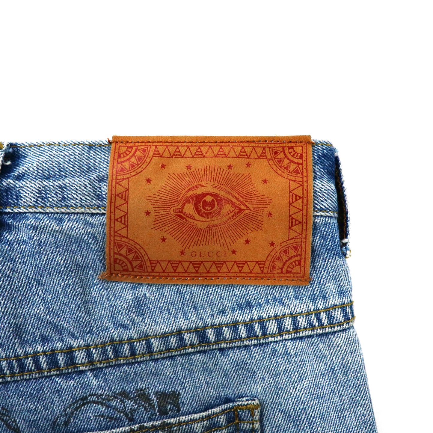 GUCCI Tapered Denim PANTS 36 Blue Logo Paint Italian MADE – 日本然 