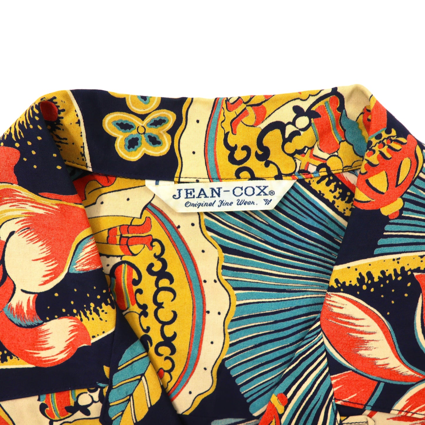 JEAN COX アロハシャツ M ネイビー レーヨン 総柄 日本製