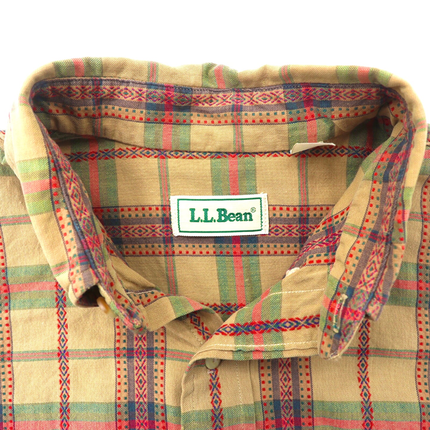 L.L. Bean ボタンダウンシャツ M ベージュ チェック