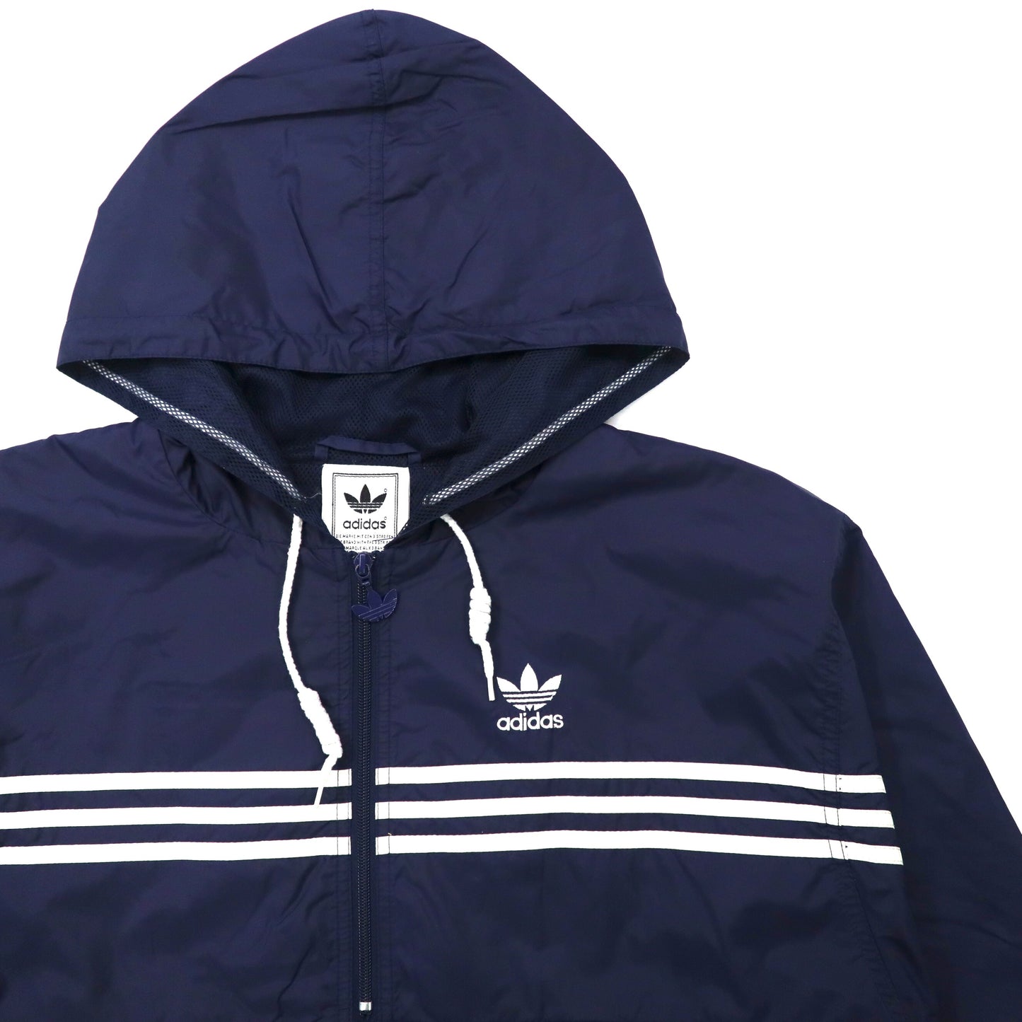 Adidas Half Zip Anorak Hoodie M Navy Nylon 3 Striped Size 90s