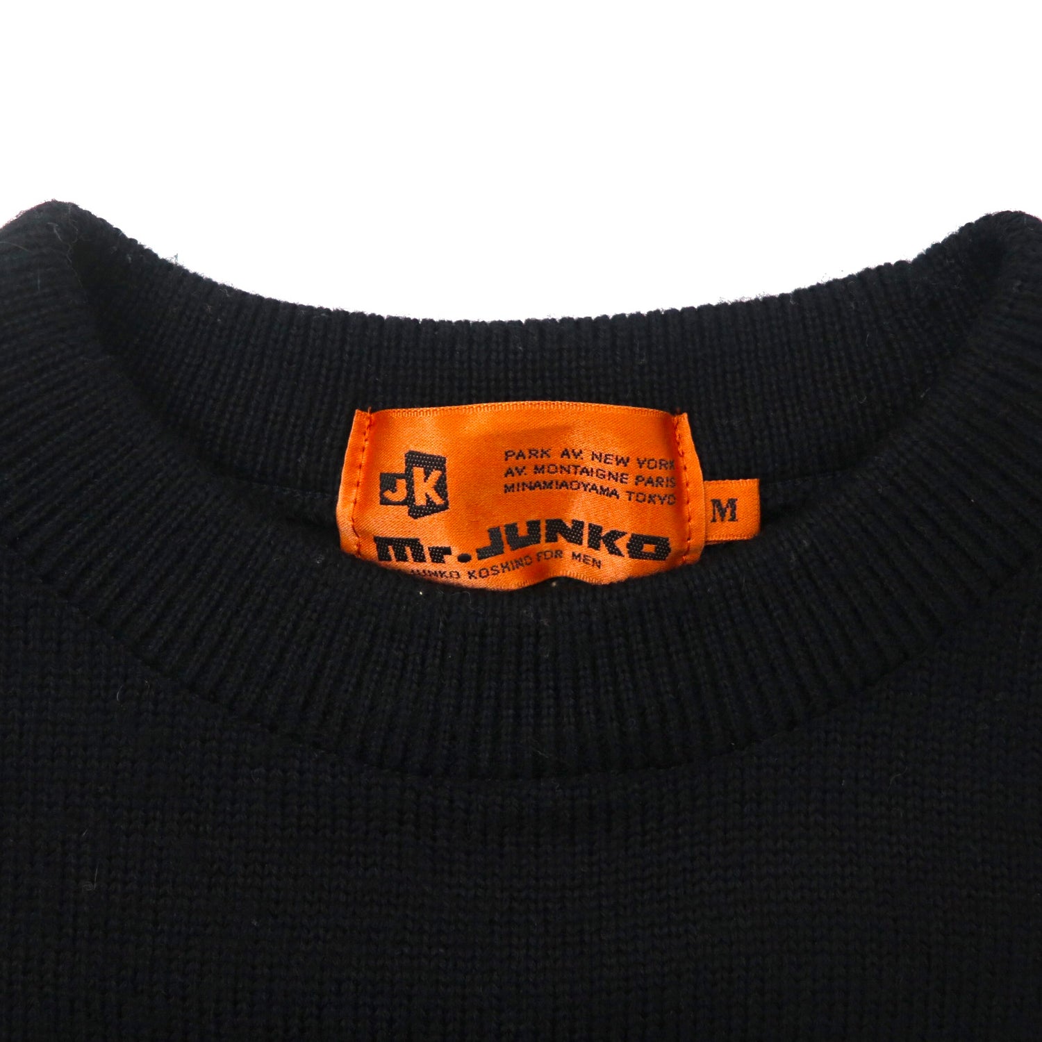 Mr. JUNKO Knit Sweater M Black Wool Logo Embroidery 80s – 日本然リトテ