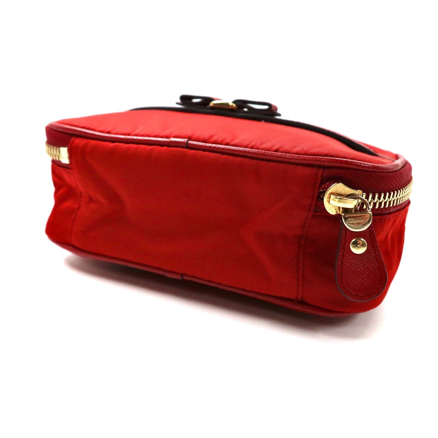 Salvatore Ferragamo Vanity Pouch Cosme Pouch Red Nylon AU-22 