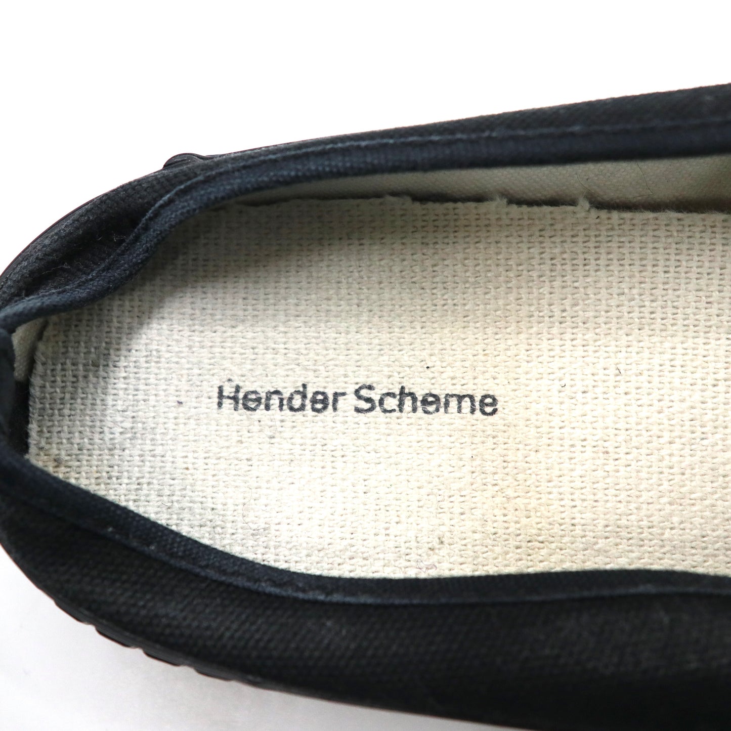 Hender Scheme タッセルローファー ミュール 27.5-28cm ブラック キャンバス PARALLEL / PEAK with tassels 8AHR 日本製