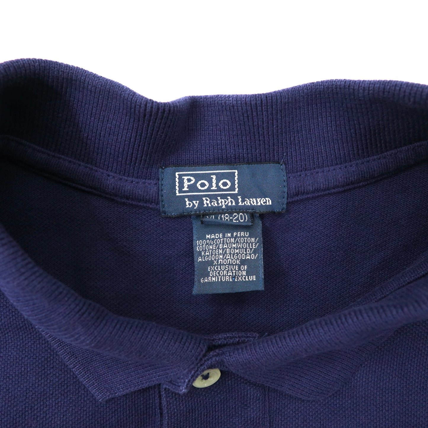 Polo by Ralph Lauren 長袖ポロシャツ XL ネイビー コットン ビッグポニー刺繍 ペルー製