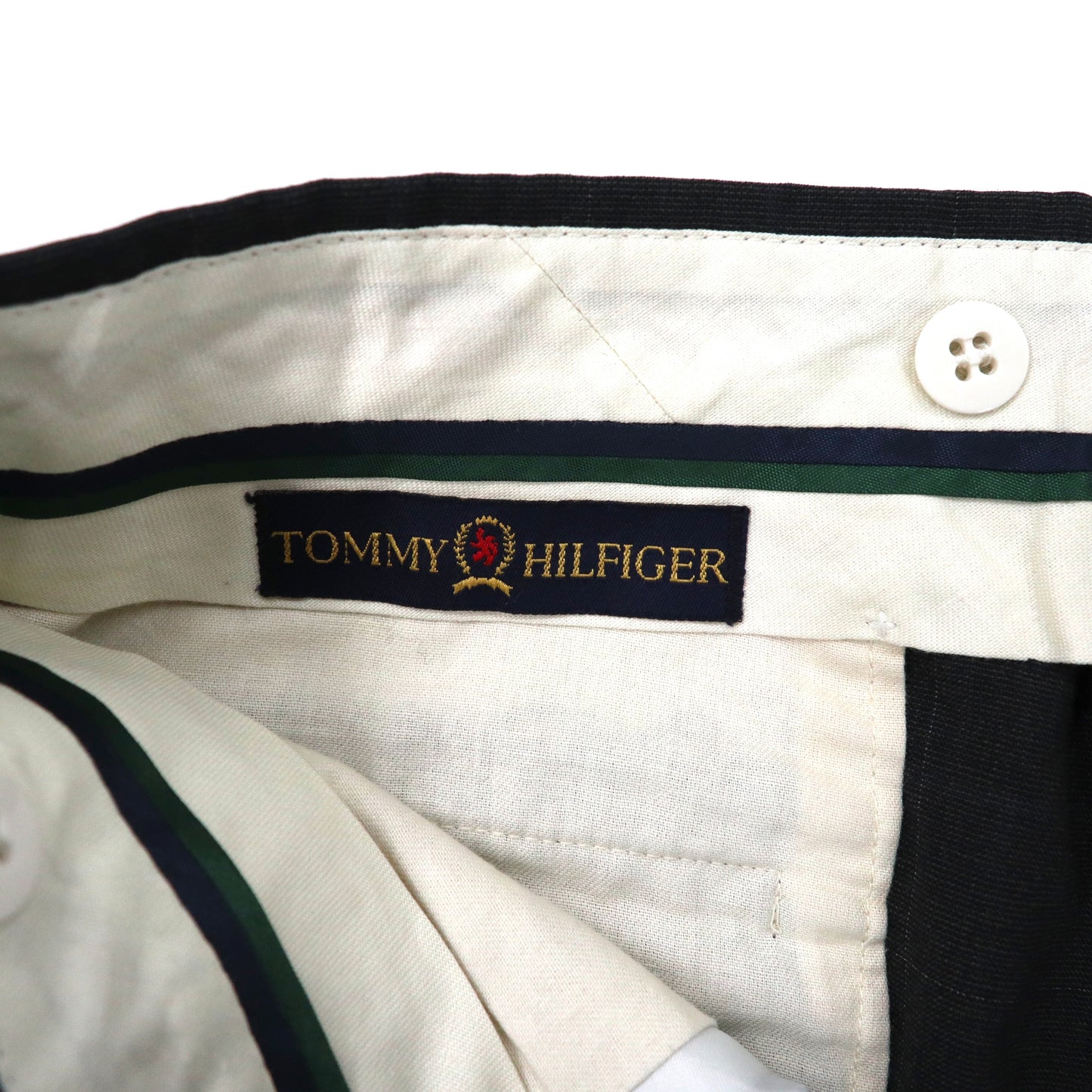 TOMMY HILFIGER 2タック ワイドスラックスパンツ XL グレー チェック ウール サスペンダーボタン 90年代