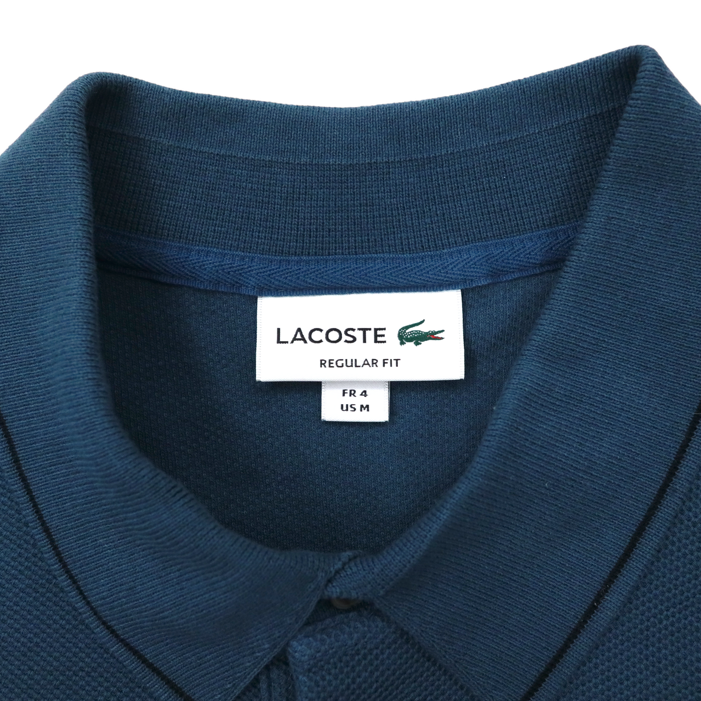 LACOSTE ポロシャツ M ネイビー コットン シルク ワンポイントロゴ モロッコ製