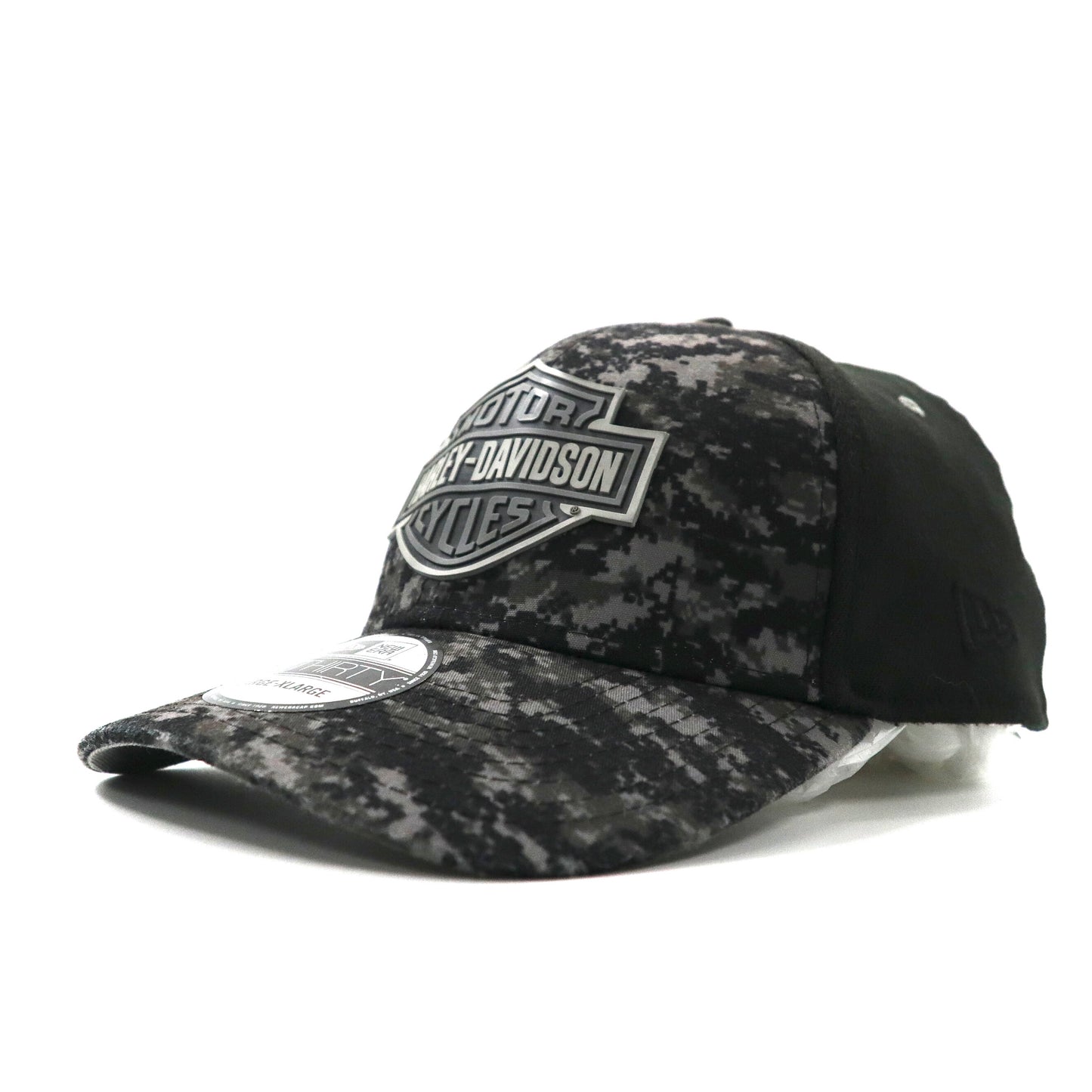 HARLEY DAVIDSON × NEW ERA ベースボールキャップ L / XL ブラック デジカモ ポリエステル