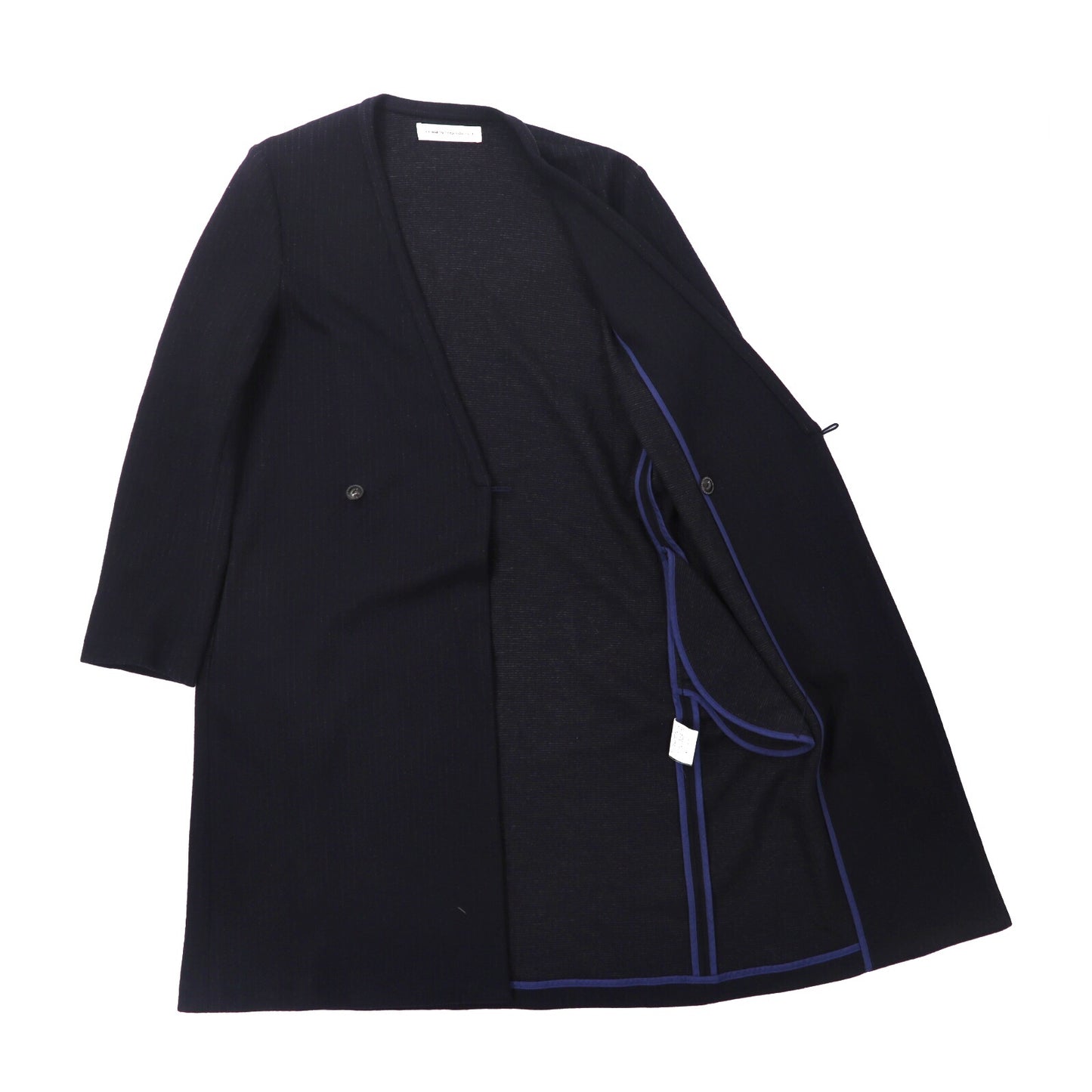 Commono Reproduct Double Chester coat 1 Navy Striped Wool Made in 