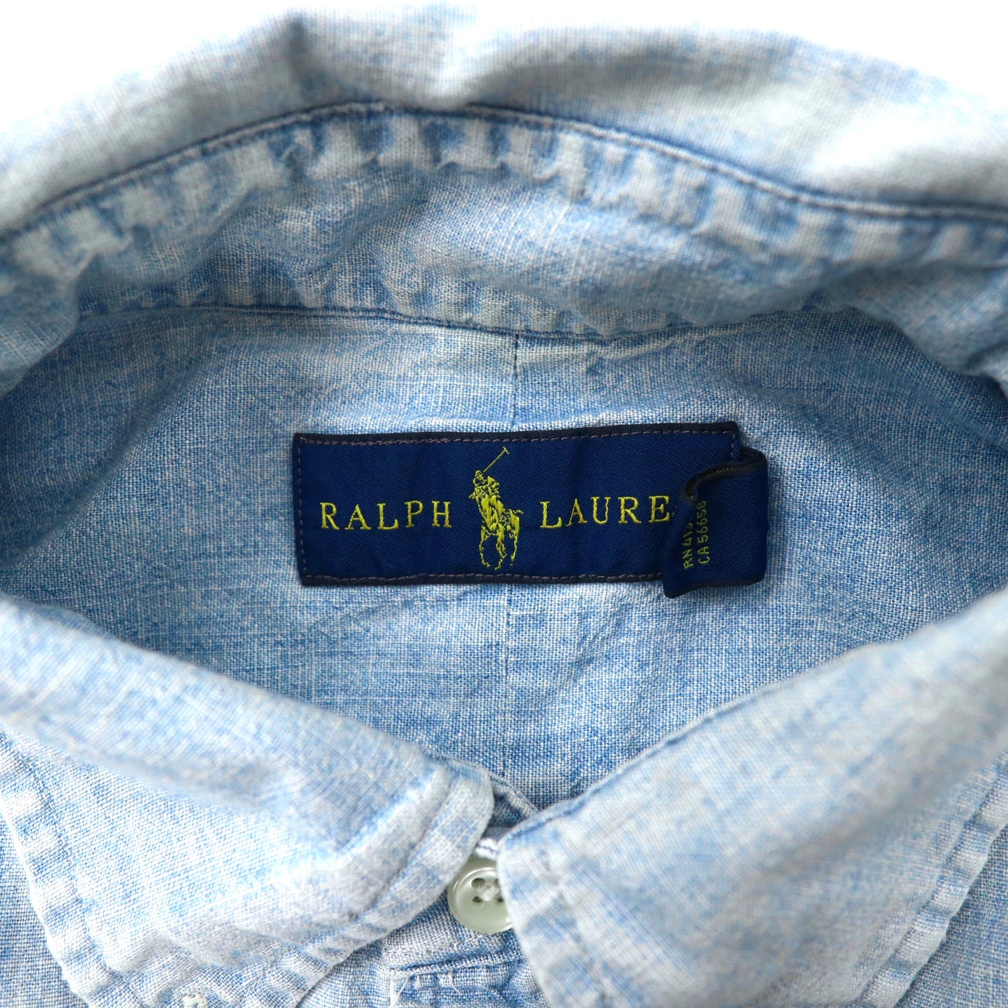 RALPH  LAUREN 半袖ボタンダウンシャツ S ブルー コットン スモールポニー刺繍