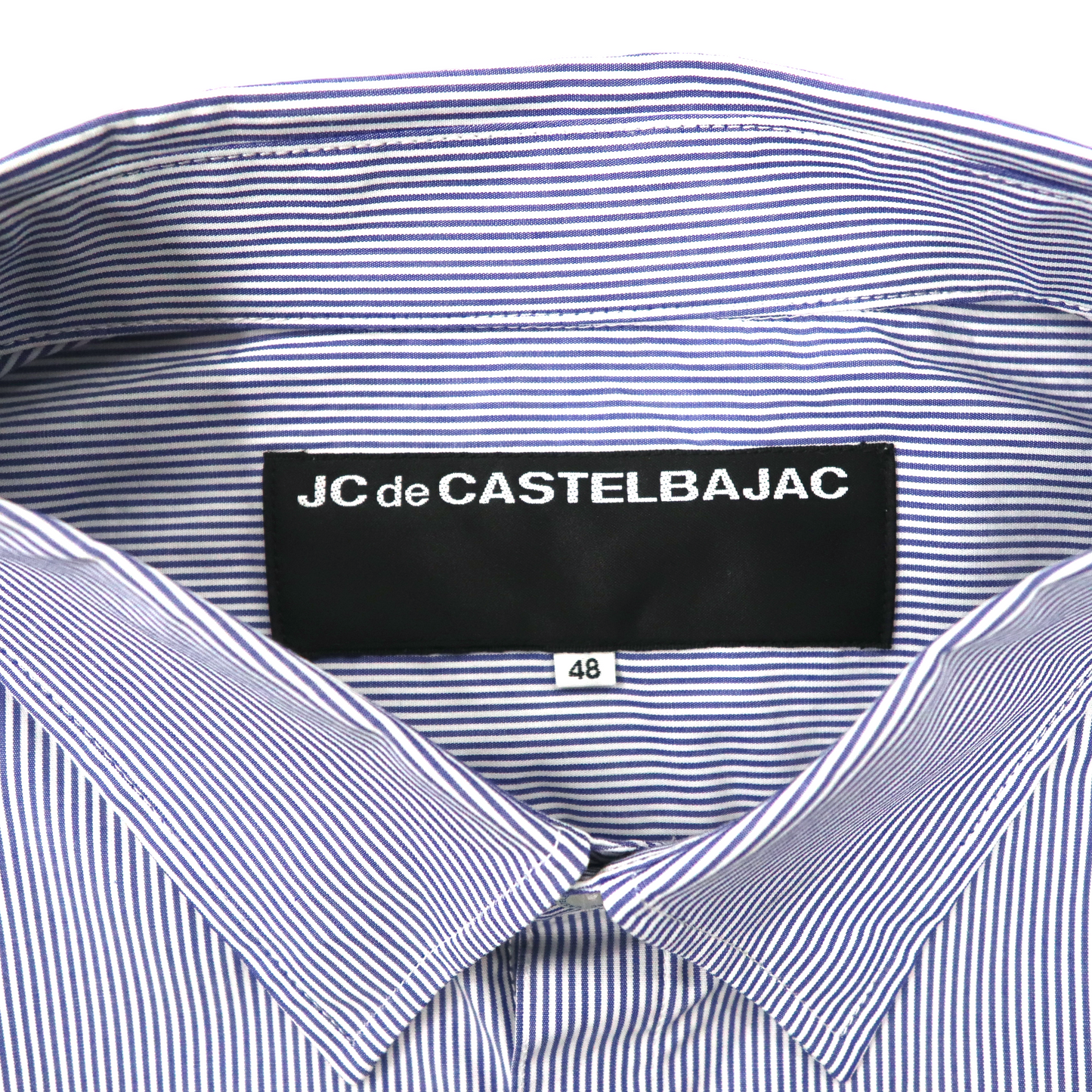 JC de CASTELBAJAC ポップアートペイント 半袖シャツ 48 ブルー ストライプ コットン