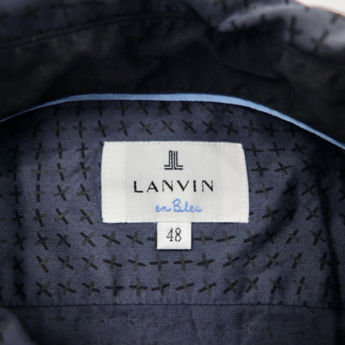 LANVIN en Bleu シャツ 48 ネイビー 総柄