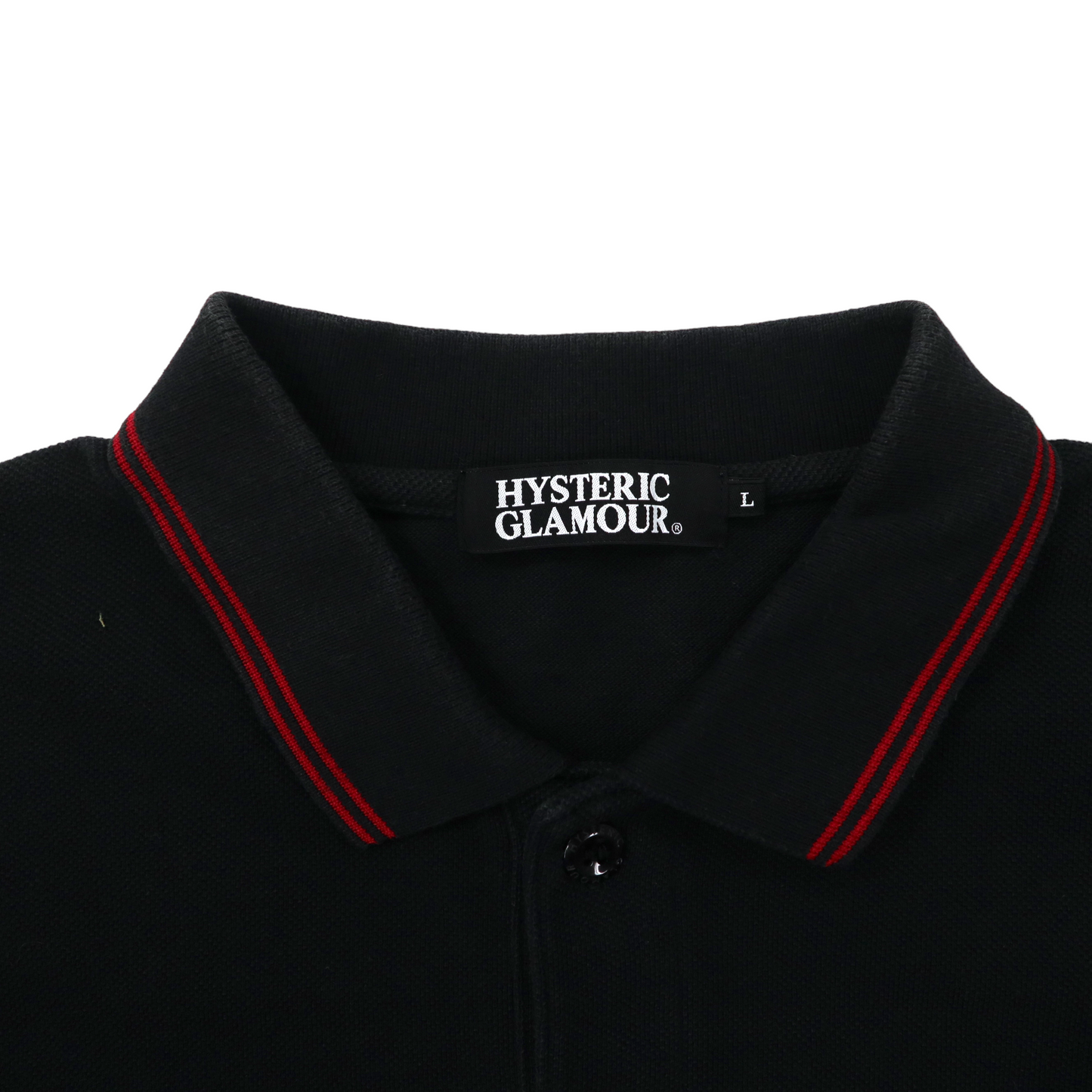 HYSTERIC GLAMOUR ポロシャツ L ブラック コットン ロゴワッペン ワンポイントロゴ刺繍 日本製