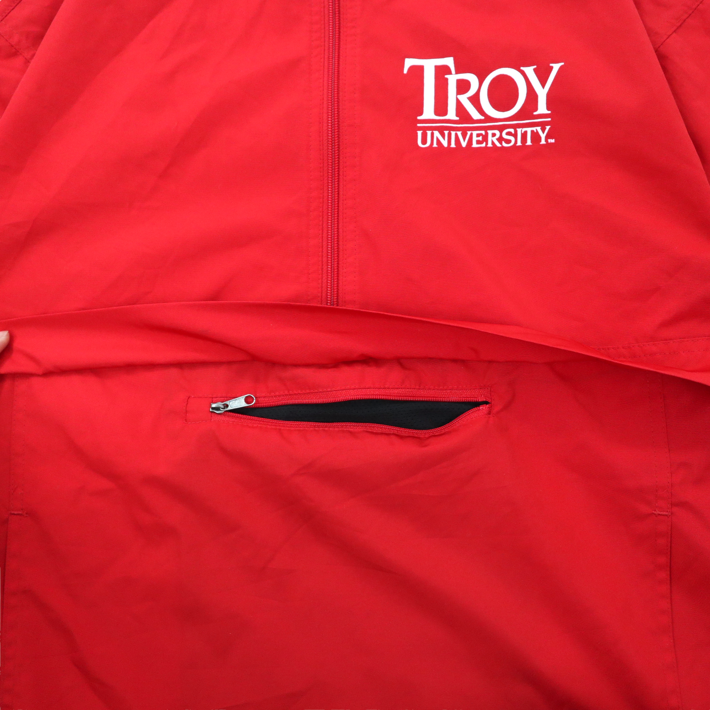 Champion アノラックパーカー M レッド ポリエステル TROY UNIVERSITY カレッジプリント