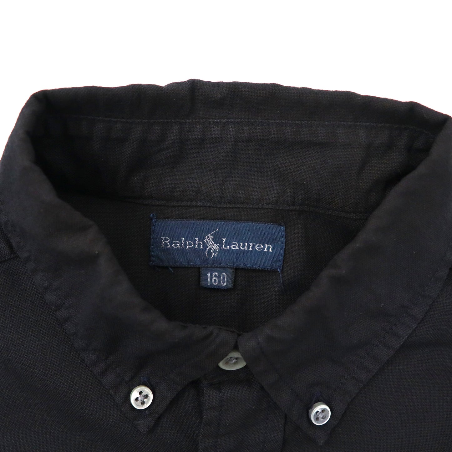 Ralph Lauren ボタンダウンシャツ 160 ネイビー コットン ナンバリング ビッグポニー刺繍