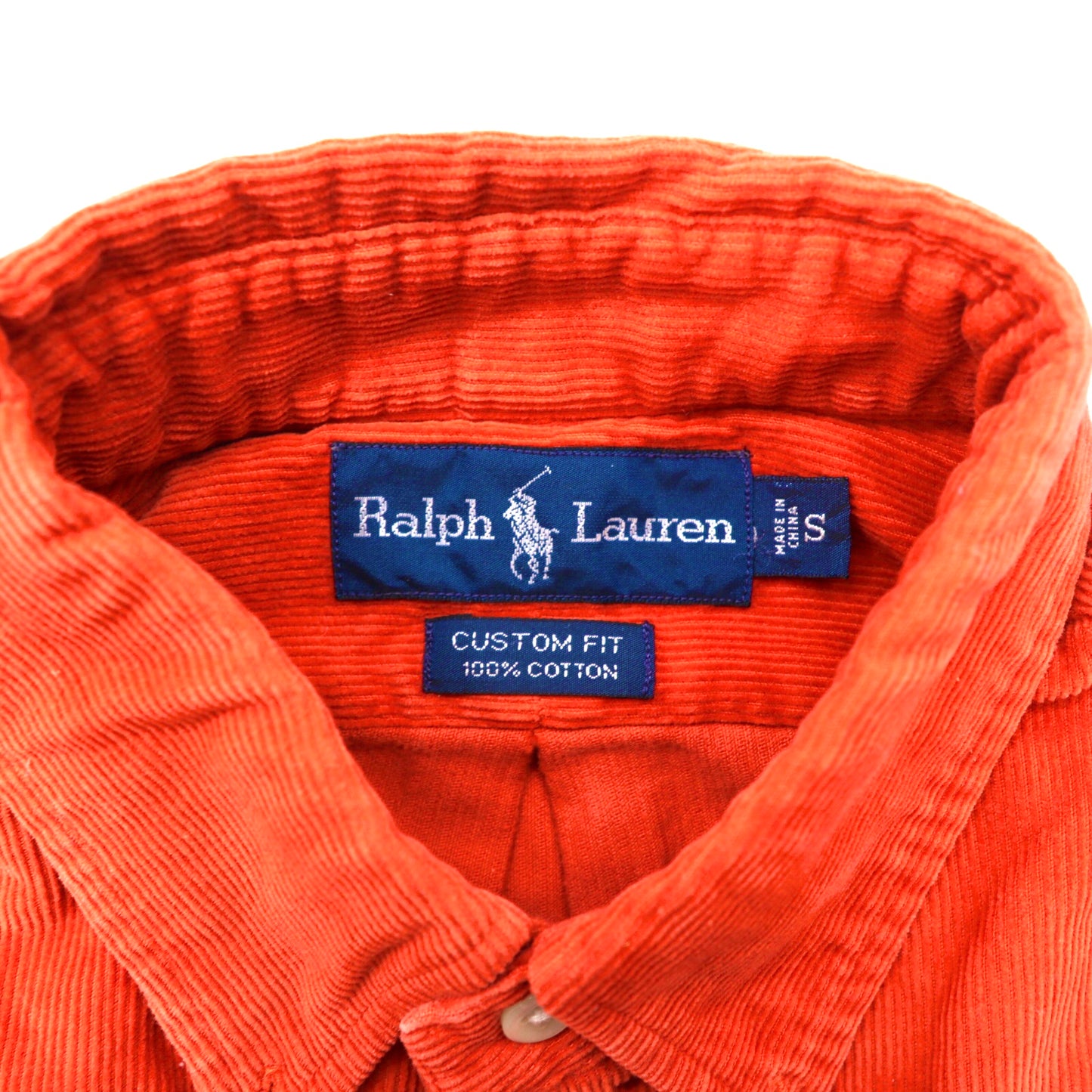 RALPH LAUREN ボタンダウンシャツ S オレンジ コーデュロイ CUSTOM FIT スモールポニー刺繍