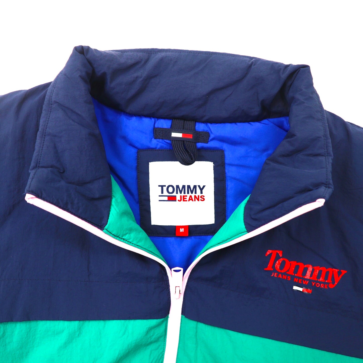TOMMY JEANS インサレーションジャケット M グリーン ポリエステル ロゴプリント ビッグサイズ