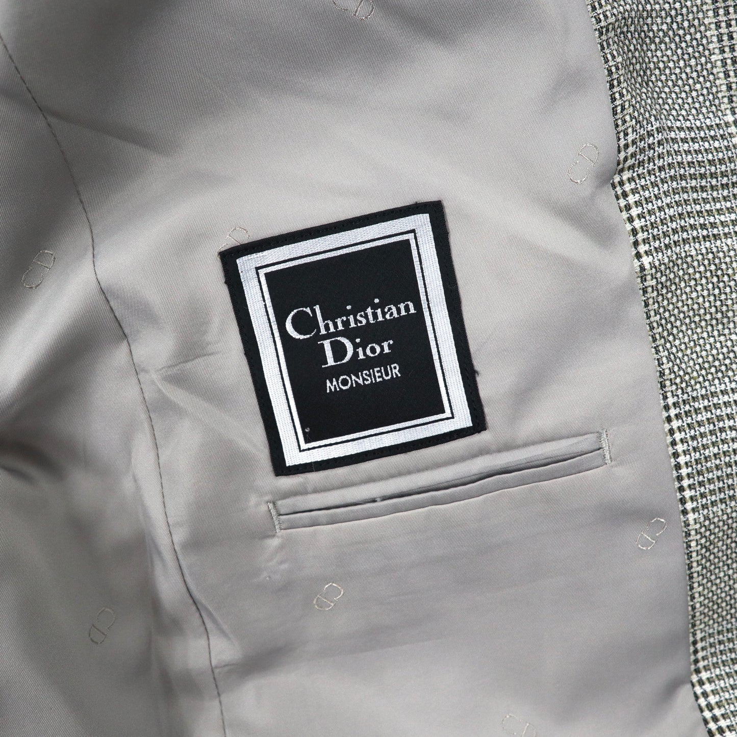 Christian Dior MONSIEUR 2Bテーラードジャケット A-7 グレー チェック ウール オールド 90年代 日本製