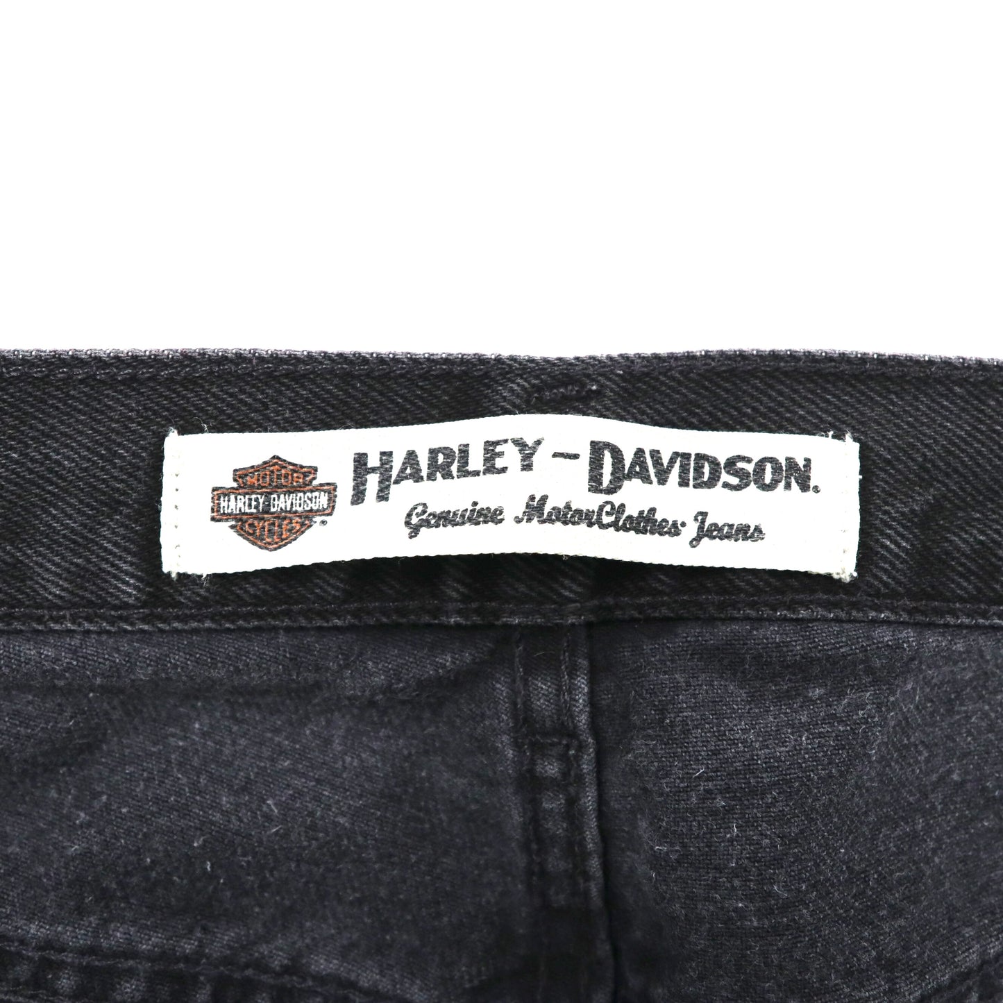 HARLEY DAVIDSON ブラックデニムパンツ 36 ジッパーフライ レザーパッチ メキシコ製