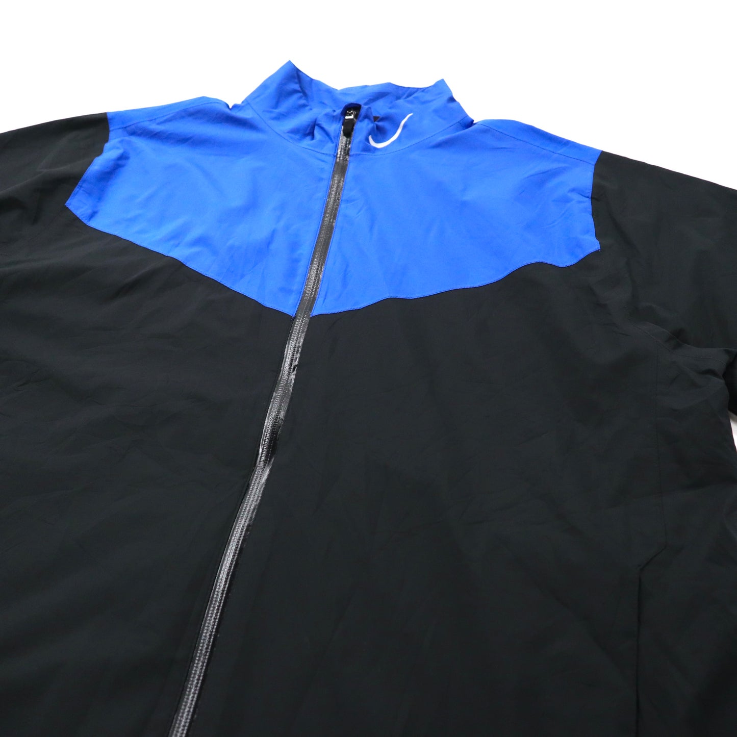 NIKE GOLF ナイロンジャケット L ブルー ブラック STORM-FIT スウォッシュロゴプリント 止水ジップ HYPERSHIELD Storm-FIT Golf Rain jacket 726399-013