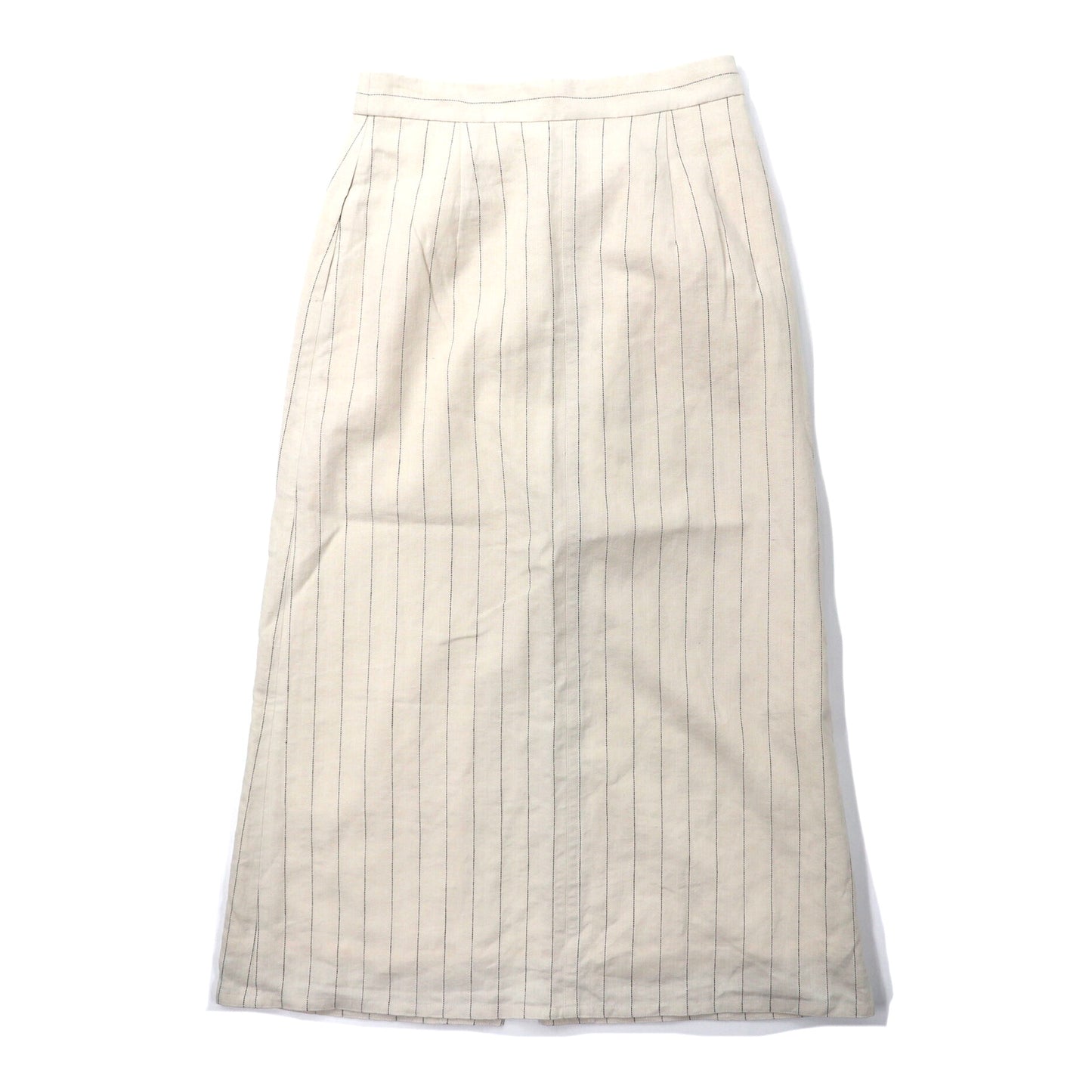 NATURAL BEAUTY BASIC 綿麻ピンストライプスカート M ホワイト リネン