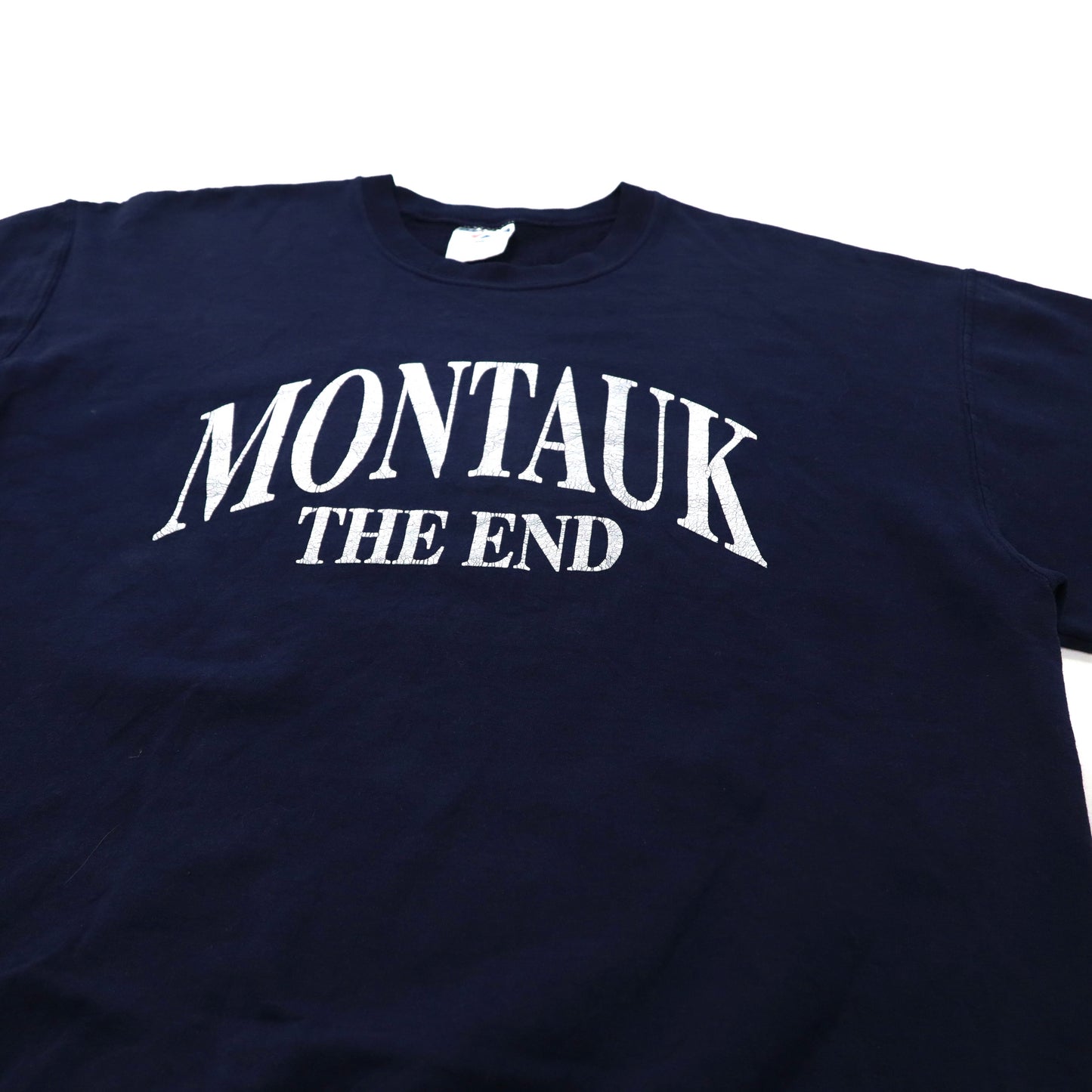 JERZEES プリントスウェット L ネイビー 90年代 コットン 裏起毛 MONTAUK THE END ホンジュラス製