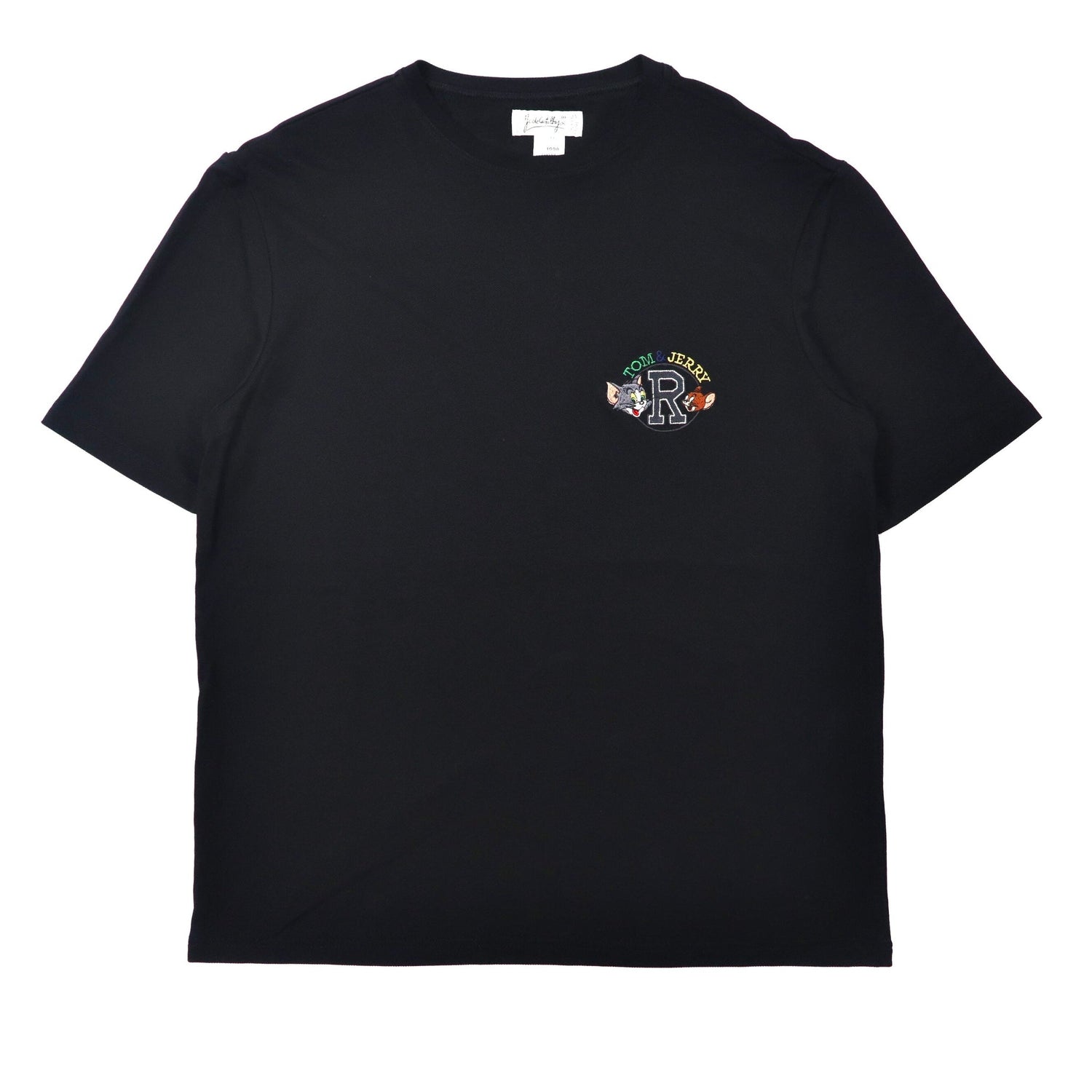 JC de Castelbajac × TURNER ENTERTAINMENT ビッグサイズTシャツ 50 ブラック レーヨン TOM&JERRY キャラクター刺繍 90年代 イタリア製-Castelbajac-古着