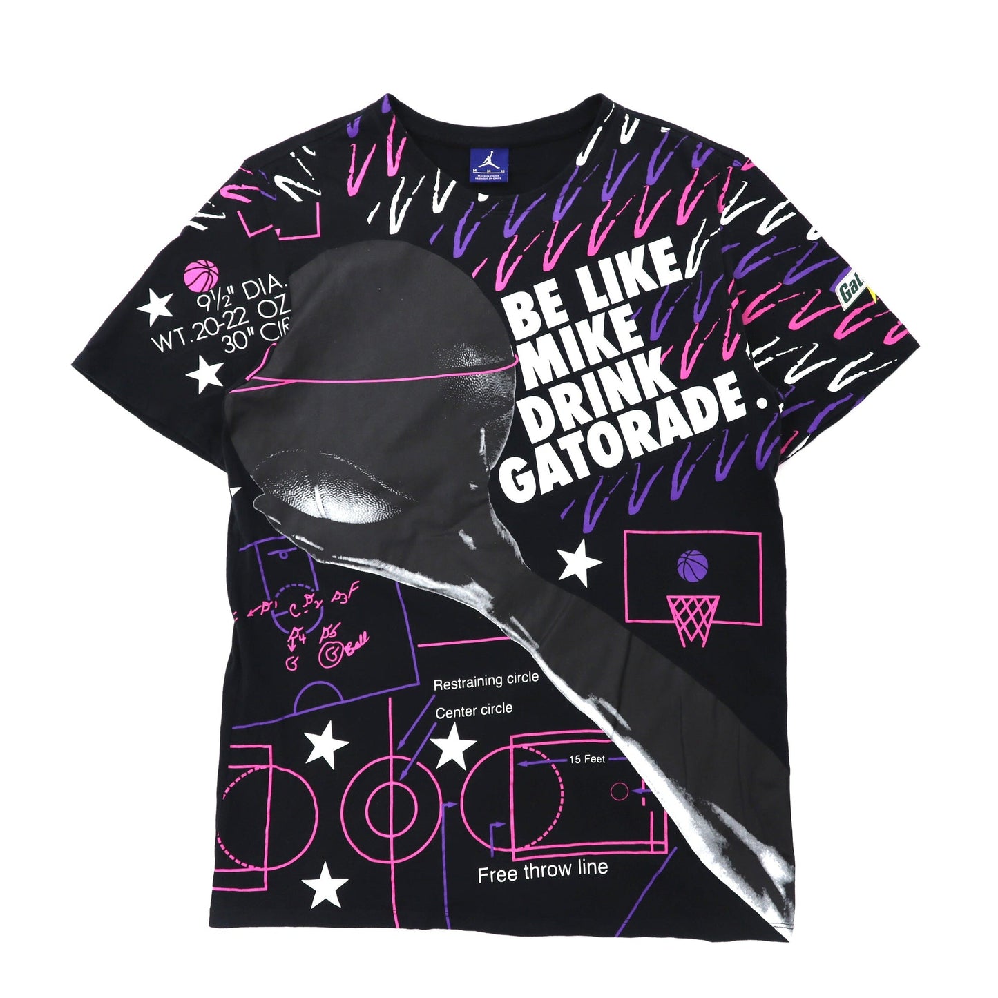 JORDAN BRAND ( NIKE ) Tシャツ M ブラック コットン 総柄 GATORADE-JORDAN BRAND ( NIKE )-古着