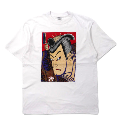 Japan Shine T-Shirt L White Cotton Ukiyo-e Kabuki Kikugoro Onoe 