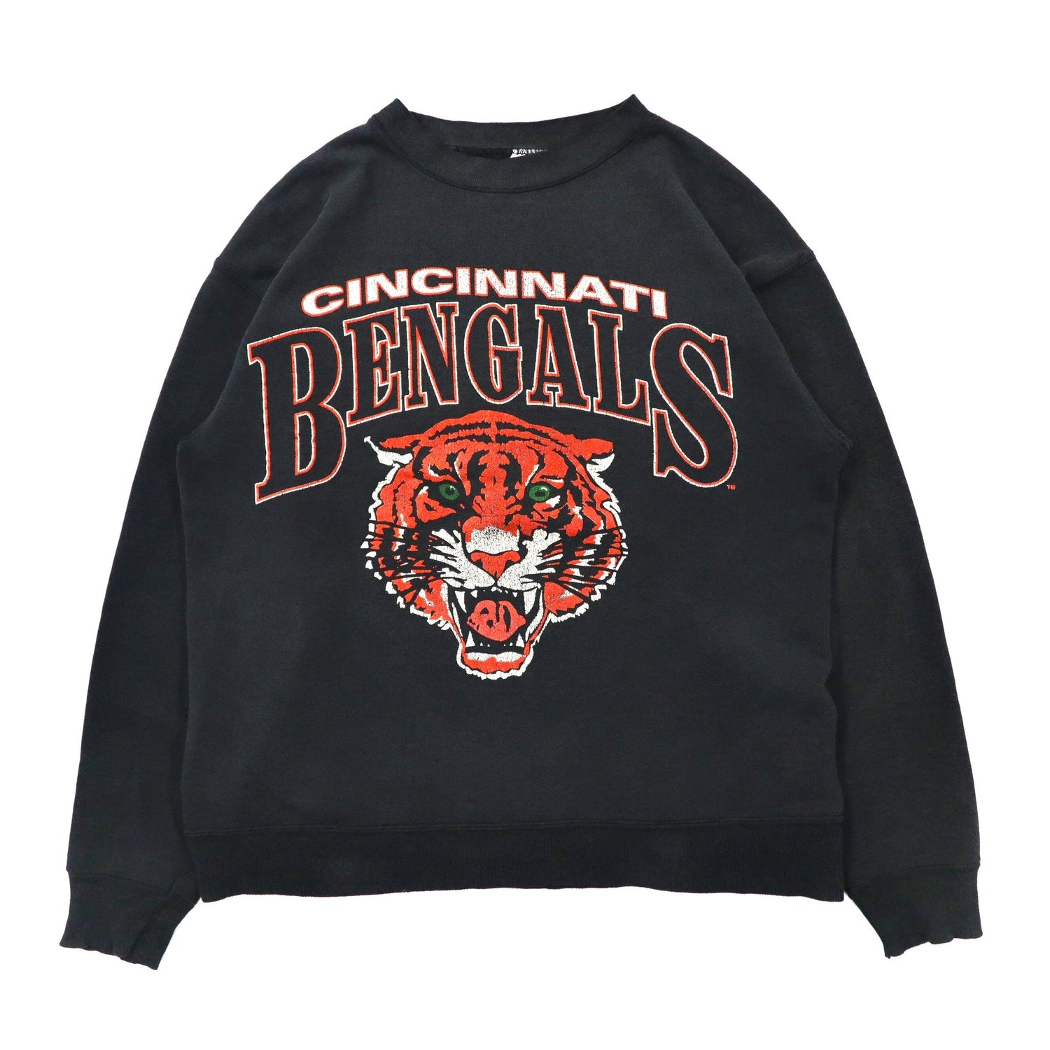 Jostens フットボールプリントスウェット M ブラック コットン NFL Cincinnati Bengals 90年代 USA製-VINTAGE-古着