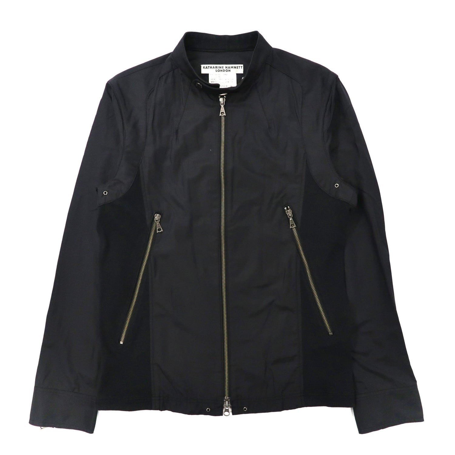 Katharine Hamnett London Single Riders Jacket L Black Double Zip 