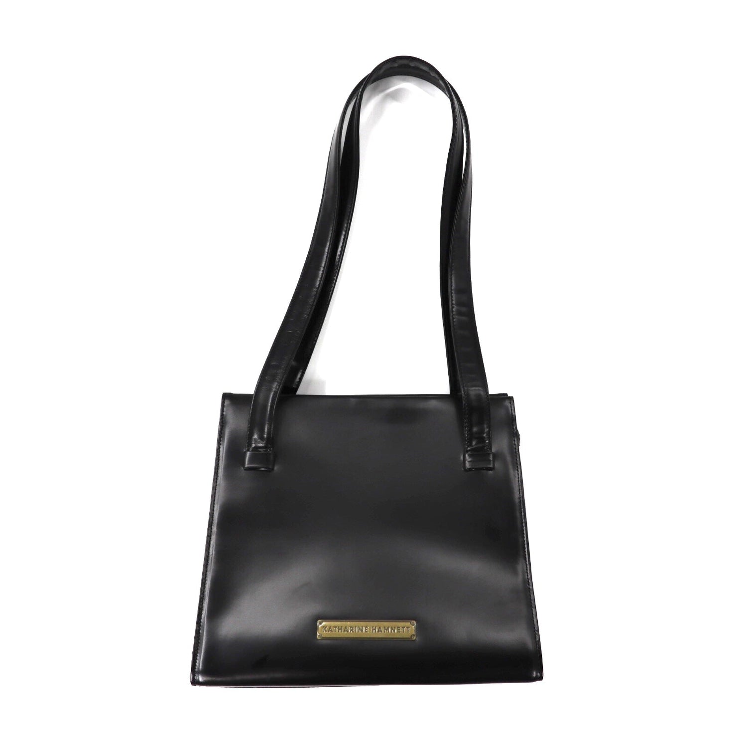 KATHARINE HAMNETT LONDON Square Tote Bag Black Leather – 日本然リトテ