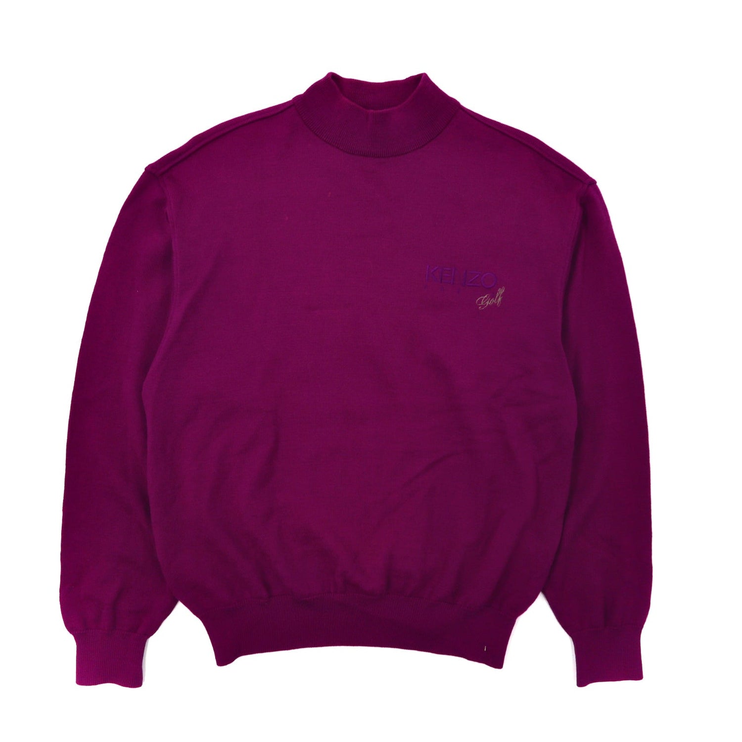 KENZO GOLF Mock Neck Knit Sweater S Purple Embroidery – 日本然リトテ