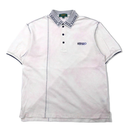 KENZO ポロシャツ 3 ホワイト コットン ロゴ刺繍 日本製-KENZO-古着