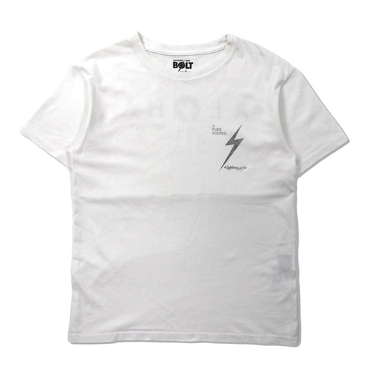 LIGHTNING BOLT Tシャツ M ホワイト コットン 染み込みプリント 両面ロゴ-Lightning Bolt-古着