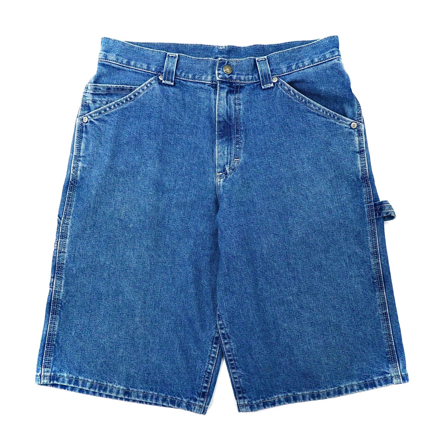 Lee ショートデニムペインターパンツ 32 ブルー 90年代 USA製-Lee-古着