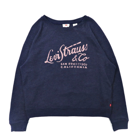 Levi's ビッグロゴプリントスウェット XL ネイビー コットン スリランカ製-Levi's-古着