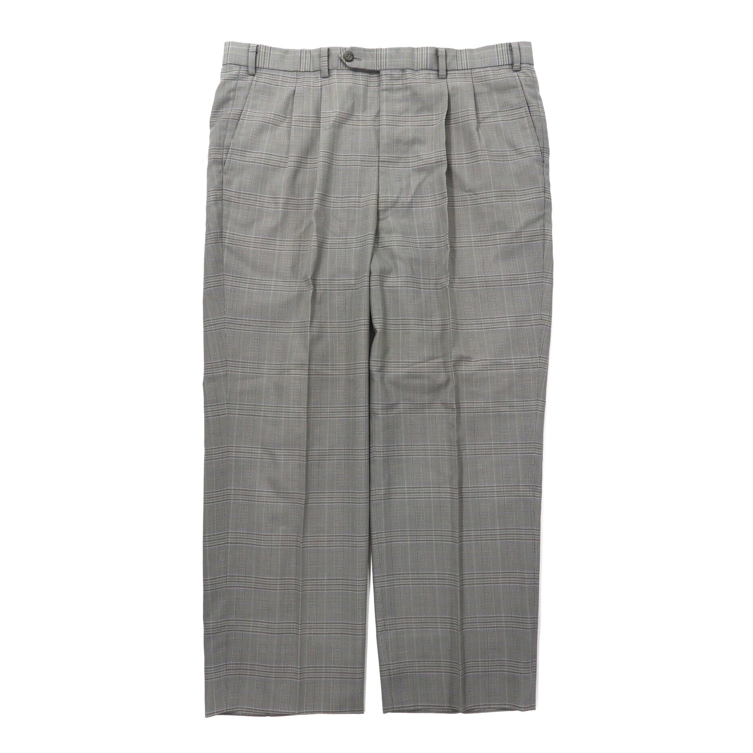 MUNSINGWEAR タックスラックスパンツ 91 グレー チェック ポリエステル 日本製-Munsingwear-古着