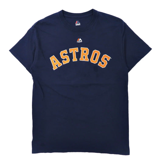 Majestic ベースボールプリントTシャツ M ネイビー ナンバリング MLB Houston Astros ニカラグア製-MAJESTIC-古着