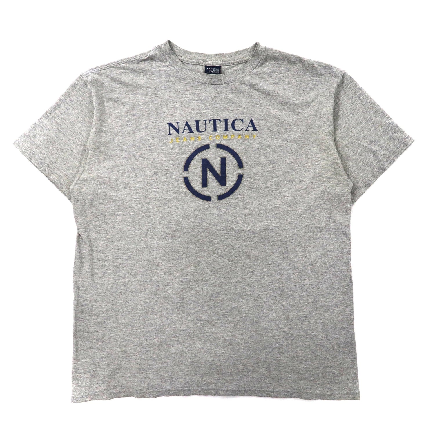 NAUTICA ビッグサイズ ロゴプリントTシャツ M グレー コットン 90年代
