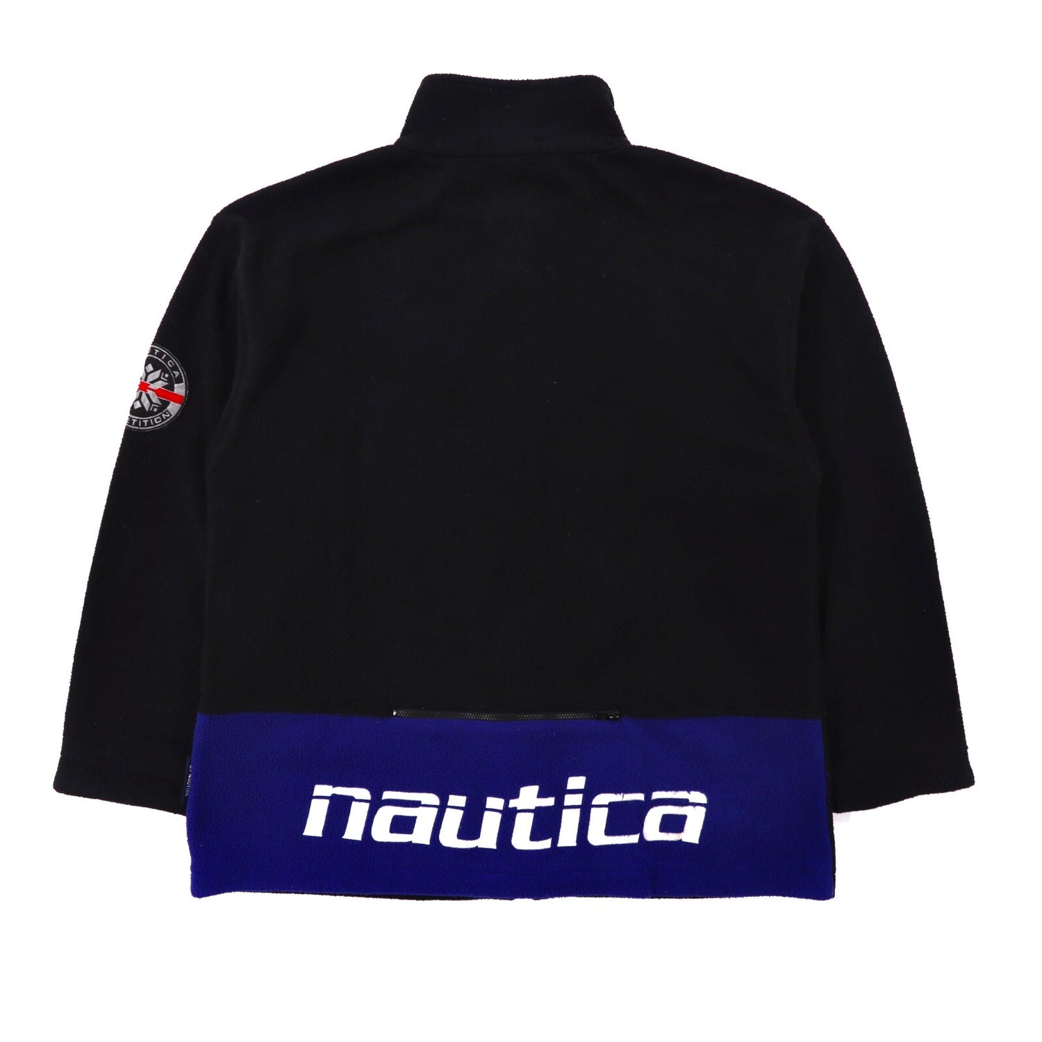 NAUTICA フリースジャケット M ブラック ポリエステル バックロゴ刺繍-NAUTICA-古着