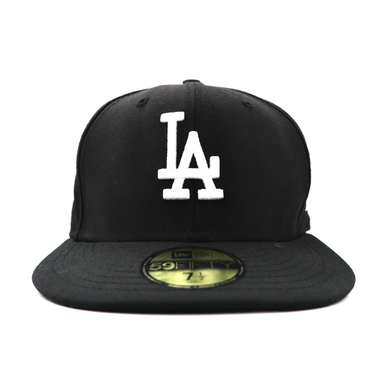 NEW ERA ベースボールキャップ 59.6cm ブラック ウール バックロゴ刺繍 Los Angeles-NEW ERA-古着