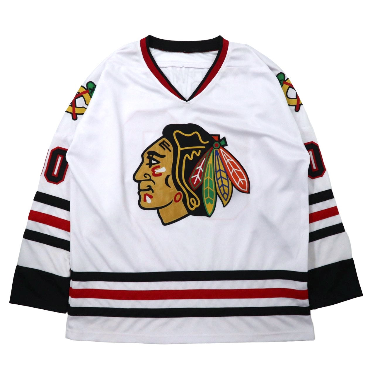 NHL ビッグサイズ ゲームシャツ ホッケーシャツ XXL ホワイト ナンバリング CHICAGO BLACK HAWKS GRISWOLD 00-VINTAGE-古着