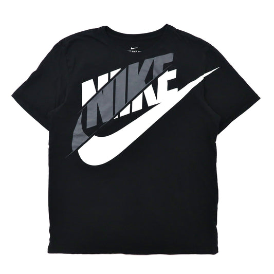 NIKE ビッグロゴプリントTシャツ L ブラック コットン スウォッシュロゴ-NIKE-古着