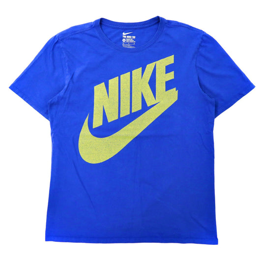 NIKE ビッグロゴプリントTシャツ M ブルー コットン スウォッシュロゴ-NIKE-古着