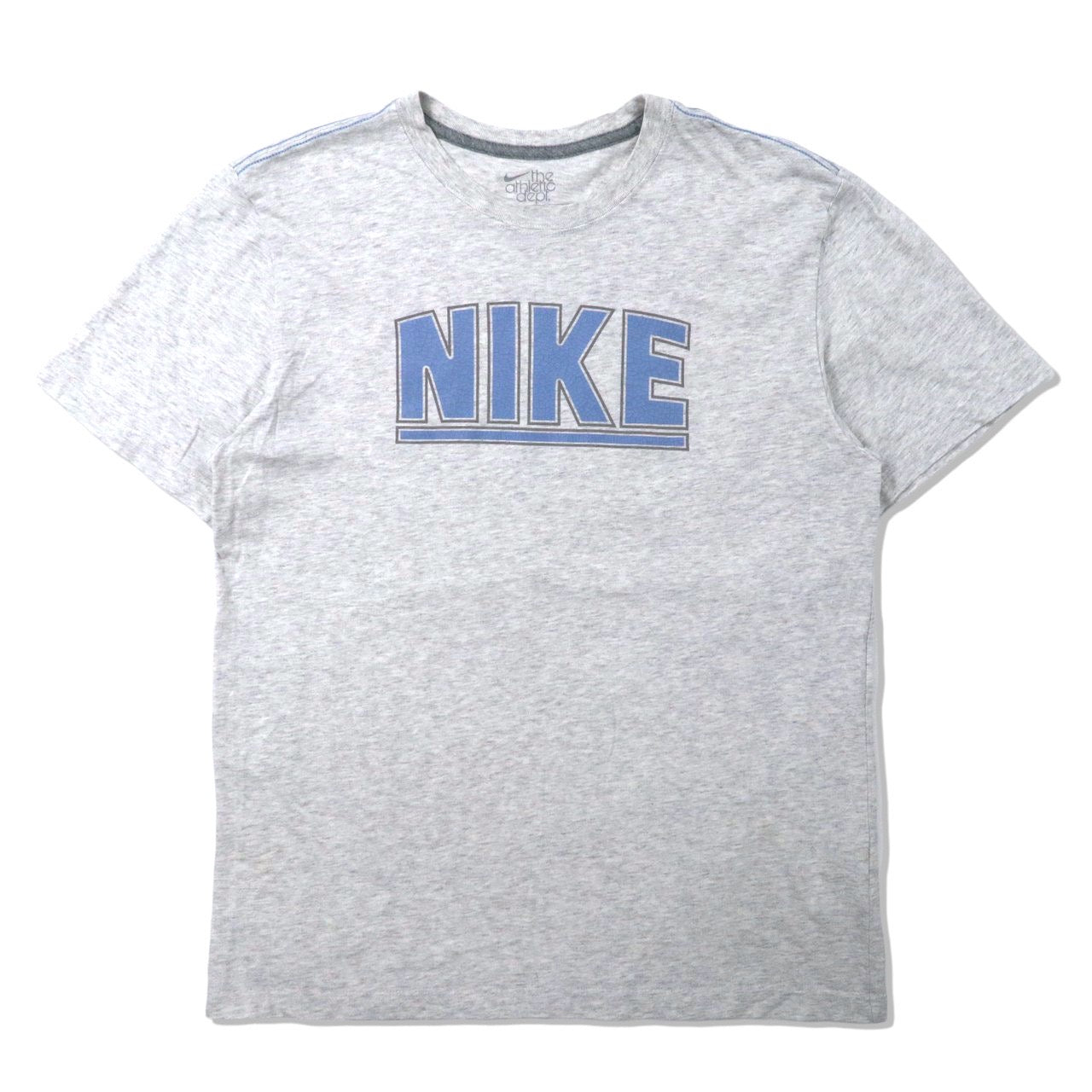 NIKE ビッグロゴプリントTシャツ XL グレー コットン-NIKE-古着